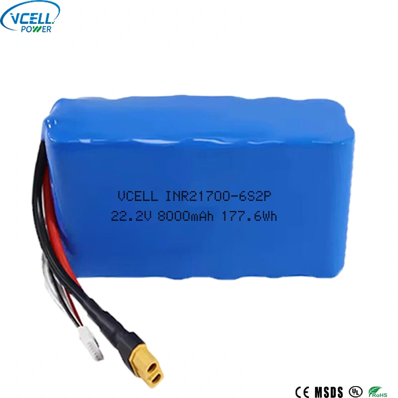 bateria de íon de lítio de 22.2V 8000mAh 21700