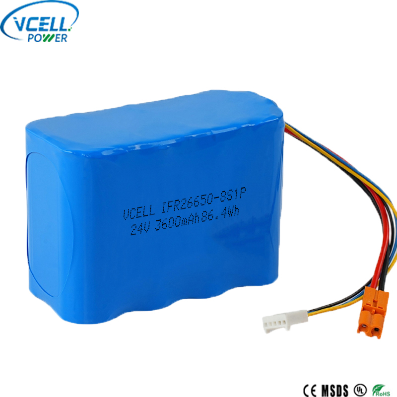 bloco da bateria recarregável de 24V 3600mAh 26650 LiFePO4