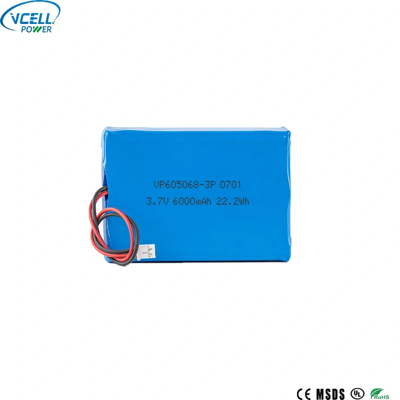 Bateria de polímero de 3,7V 6000mAh 605068 3P Li