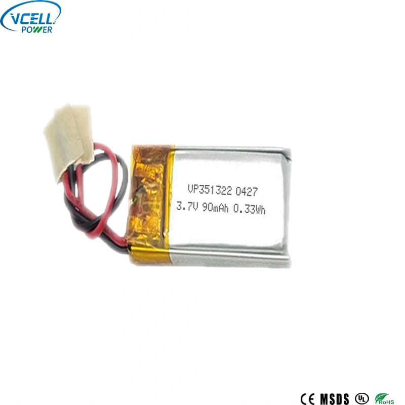 351322 bateria LiPO recarregável de 3,7V 90mAh
